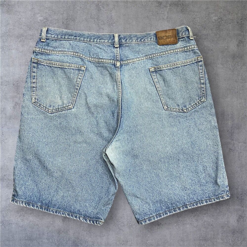 BOSS Vintage 90s Baggy Grunge Streetwear Denim Blue Jorts Shorts Men's Size 42